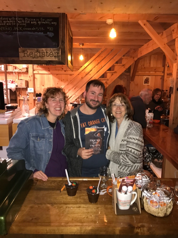 Authors Stacey Longo, John Valeri, and Melissa Crandall at the Fat Orange Cat Brew Co.